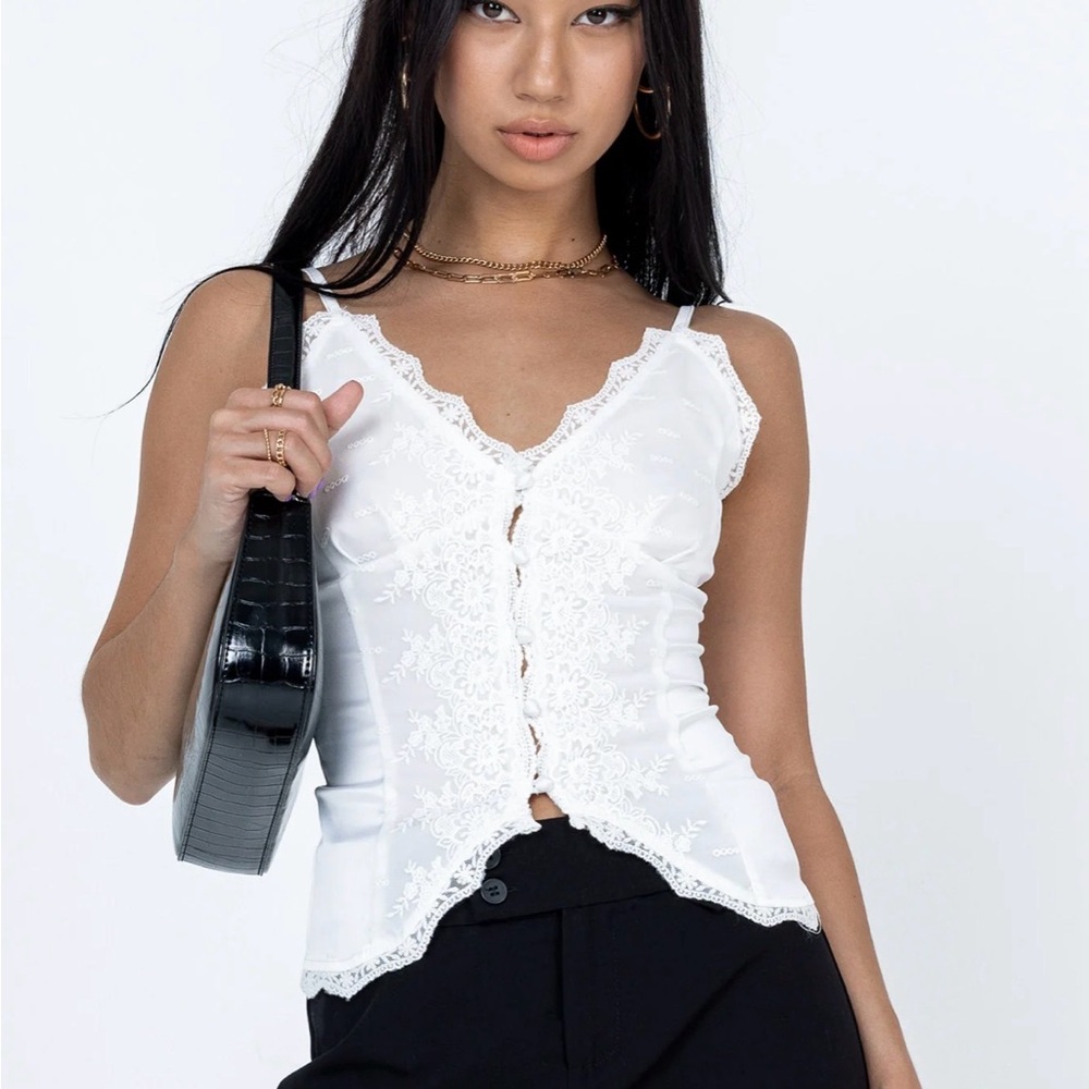 Princess Polly Juliana White Lace Button-Up Blouse